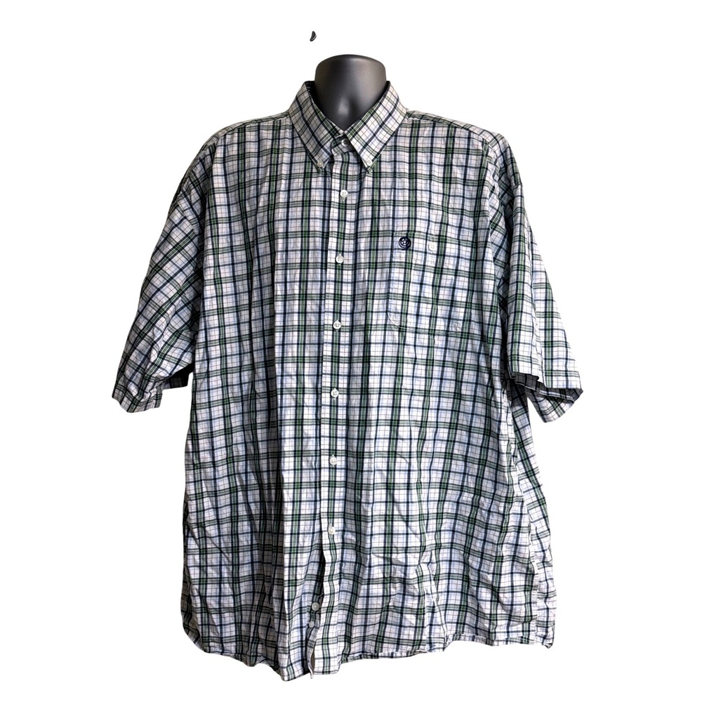 Wrangler George Strait Cowboy Cut Plaid Short Sleeve Shirt Green Mens 4X MGS070M